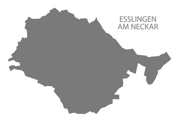 Obraz premium Esslingen am Neckar city map with boroughs grey illustration silhouette shape