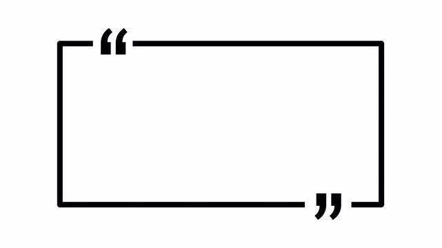Rectangle box with quotation marks animation on Transparent Background,  Quote Frame Animation with Stylish Quotation Marks Overlay, Square text box in 4k.
