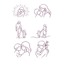 Fototapeta premium Minimalist Motherhood Line Art Collection