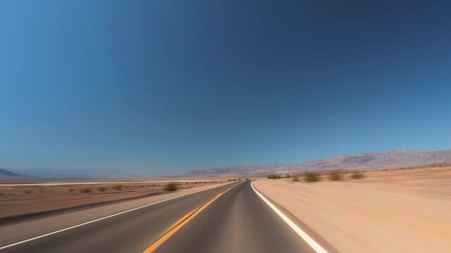 Death Valley Time-lapse Desert Road Scenic POV Drive