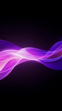Flowing purple wave of light undulates over dark space creating an elegant abstract motion background for music tech wellness or energy brandingwave