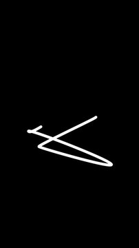 A white line with a sharp turn on the left side on a black background