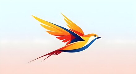 Fototapeta premium Abstract Minimalist Bird in Flight Illustration – Dynamic Composition with Clean Lines and Vibrant Colors