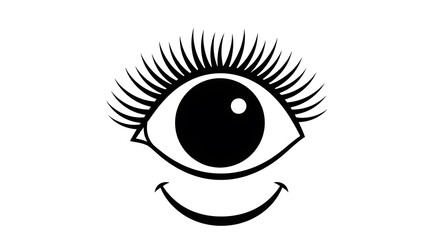 Obraz premium Cartoon Eye with Eyelashes and Smile.