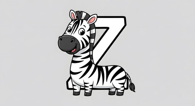 Cartoon Zebra Illustration with Letter Z.