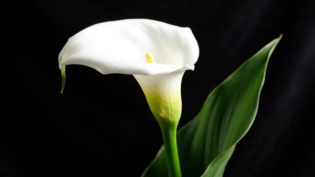 A beautiful white calla lily flower against a dark background