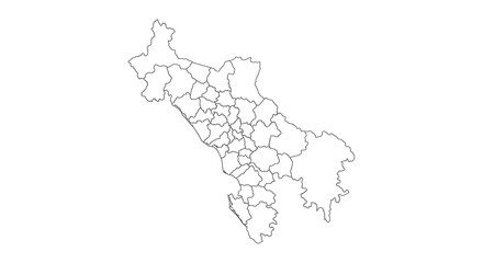 Naklejka premium Outline map with subdivisions on white background geographic vector