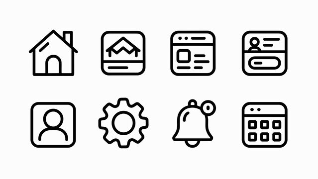 Modern Home Interface Line Icon Set  House, Dashboard, and Smart UI Symbols