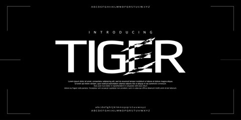 Tiger Font is A powerful action sans. Wild Bold display with predator claw marks for e-sports logos, sports branding, and edgy designs. © Ook