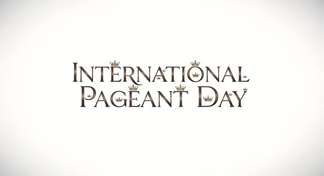 "International Pageant Day" is written in a sophisticated serif font with crown embellishments