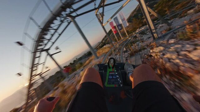 Alipine roller coaster POV shot in Montenegro 