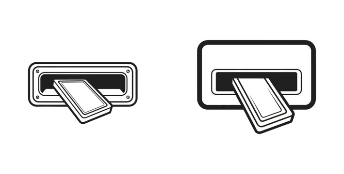 Vector illustration of two different slots for inserting cards or documents, symbolizing access and transactions