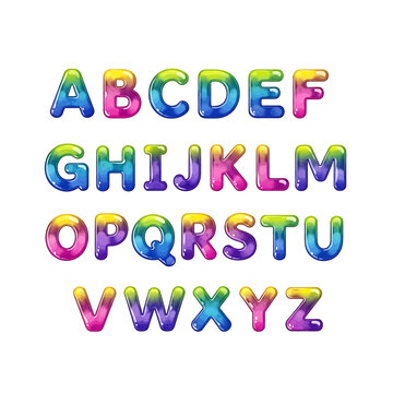 Multicolored shiny alphabet letters set 2.
