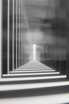 3D corridor light frame with repeating line and deep vanishing