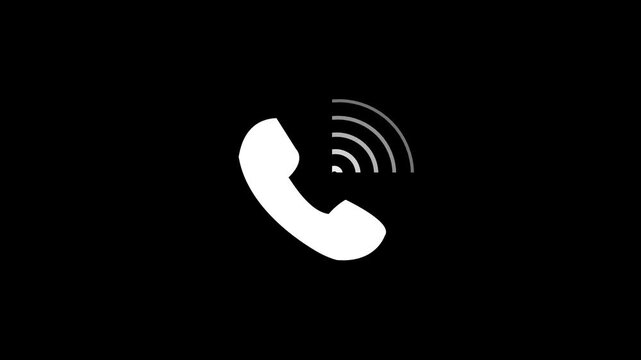 Smart phone call ring icon animation with isolated black background.