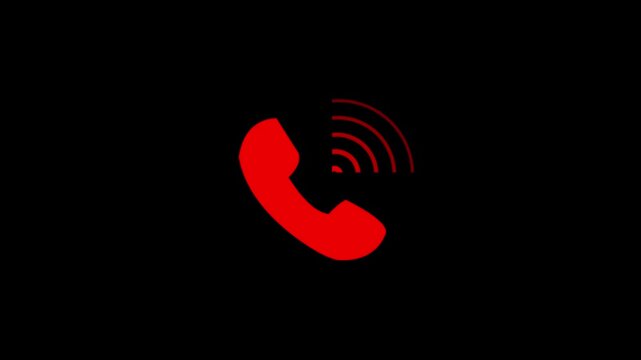 Call icon animation video. call icon isolated on black background.