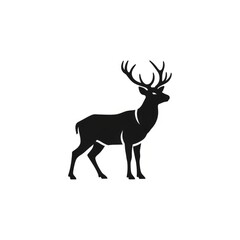 Fototapeta premium Majestic stag silhouette standing proudly against a clean white background