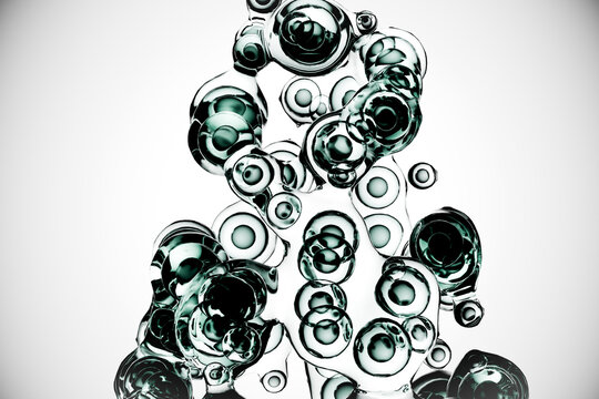 3D aqua bubble network with transparent cluster and fluid form