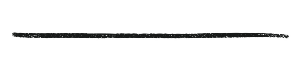 Black crayon underline with rough texture and uneven edges for text emphasis or handwritten note decoration. Horizontal stroke line with grainy finish for document highlighting or sketch element. © Yuliia Osadcha