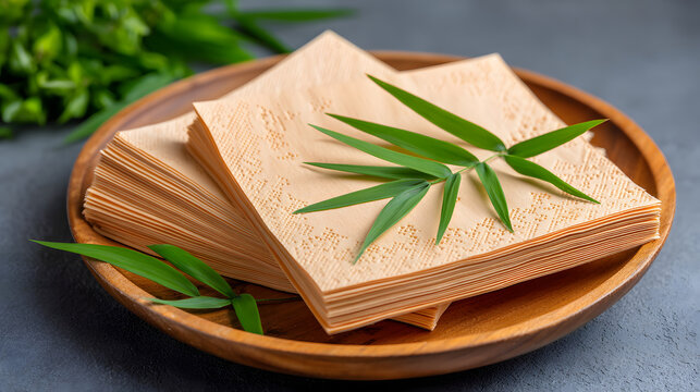 Eco friendly bamboo paper napkin tableware sustainable plate leaf brown organic eco friendly bamboo paper napkin tableware sustainable plate leaf brown organic design for natural kitchen