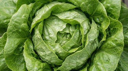 Obraz premium Fresh Garden Lettuce: Vibrant Green Organic Plant Close-up