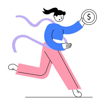 A flat style illustration showing business success