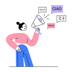 Flat style illustration showing global greetings © creativestall