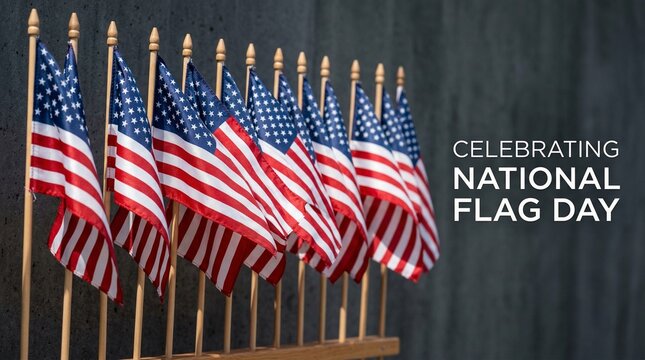 Celebrating National Flag Day: Row of American Flags