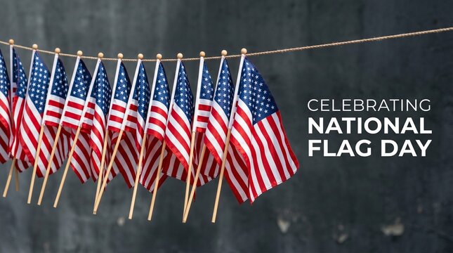 Patriotic Display: American Flags Celebrating National Flag Day
