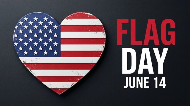 Heartfelt Flag Day: USA Flag in Distressed Heart Shape on June 14