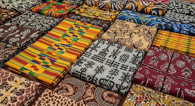 Vibrant African print fabrics on display