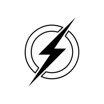 Bold Lightning Bolt Circle Icon.
