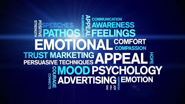 Emotional Appeal animated word cloud-text design animation tag kinetic typography seamless loop.