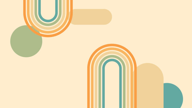 Abstract background of rainbow groovy Wavy Line design in 1970s Hippie Retro style. Vector pattern ready to use for cloth, textile, wrap and other.