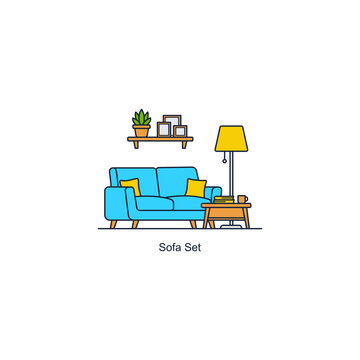 Icon Shofa set interior Design Vector illustration