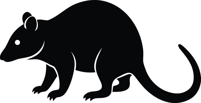 Opossum Flat Icon Style Silhouette Vector Art Illustration