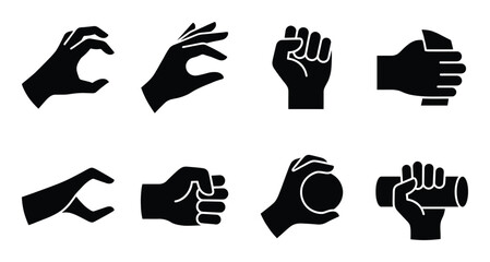 Set of black silhouette hands isolated on transparent background vector illustration © GoDesigner