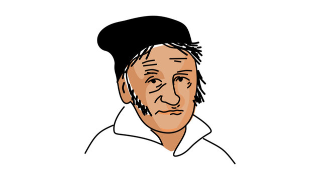 Carl Friedrich Gauss portrait, flat vector illustration