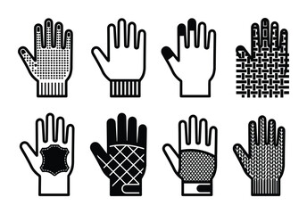 Fototapeta premium Set of working gloves icon in flat style isolated on transparent background