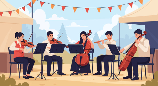 String Quartet Playing Music.