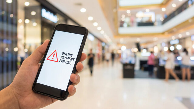 Online payment failure alert notification on mobile device concept representing digital transaction error declined processing and financial technology failure for consumer commerce awareness