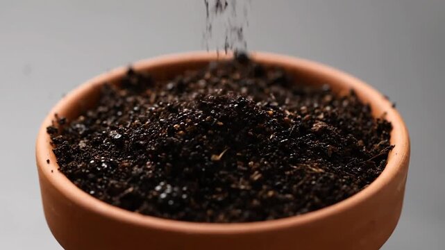 Planting a Seed in Soil: Close-up of Hand Placing Seed in Terracotta Pot