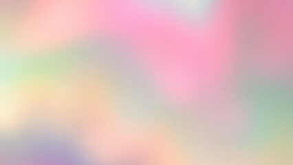 Obraz premium Soft grainy pastel gradient in pink, green, yellow with smooth blend. Y2K, 90s style, iridescent glow, fluid texture. Background, texture, digital art, creative banner, lo-fi noise summer visuals
