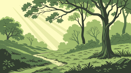 Fototapeta premium green forest landscape