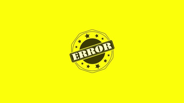 Animated animation of vibrant grunge rubber stamp with 'ERROR' text, animation of transparent rubber stamp icon with abstract warning message. 4K video.