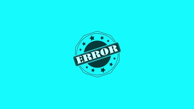 Animated animation of vibrant grunge rubber stamp with 'ERROR' text, animation of transparent rubber stamp icon with abstract warning message. 4K video.