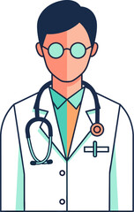 Fototapeta premium Professional Male Doctor Illustration with Stethoscope and Eyewear