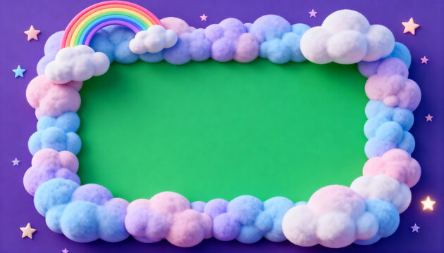 Rainbow Cloud Green Screen Frame Background
