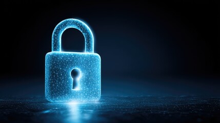 Fototapeta premium Digital Lock Symbolizing Security and Data Protection in a Futuristic Space with a Dark Background