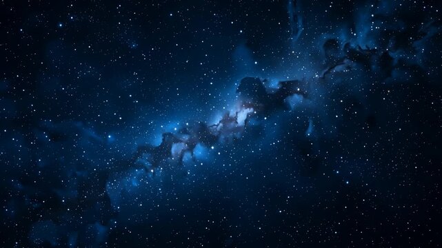 space nebula and stars in deep blue cosmos night sky
